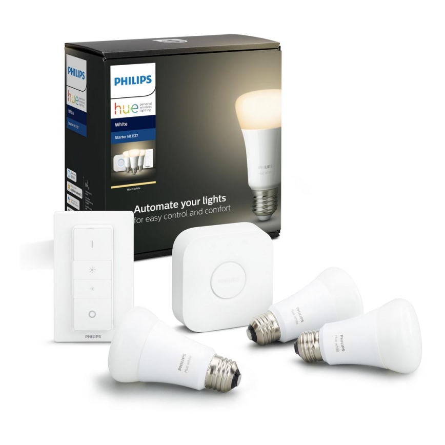 Основен комплект Philips Hue STARTER KIT WHITE 3xE27/9W 2700K+ свързващо устройство 2700K