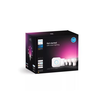 Основен комплект Philips Hue WHITE AND COLOR AMBIANCE 3xGU10/4,2W/230V 2000-6500K + устройство за свързване