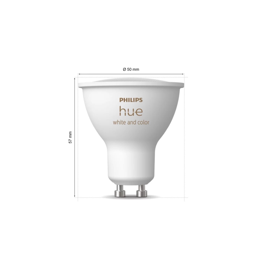 Основен комплект Philips Hue WHITE AND COLOR AMBIANCE 3xGU10/4,2W/230V 2000-6500K + устройство за свързване