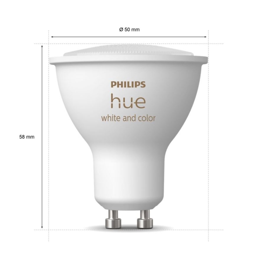 Основен комплект Philips Hue WHITE AND COLOR AMBIANCE 3xGU10/5,7W/230V 2000-6500K + устройство за свързване