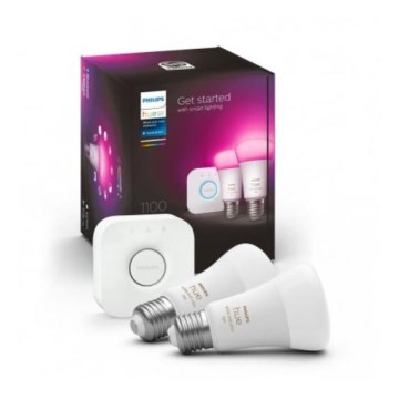 Основен комплект Philips Hue WHITE AND COLOR AMBIANCE 2xE27/9W/230V 2000-6500K + Hue bridge