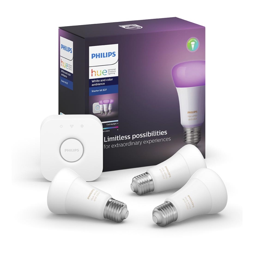 Основен Комплект Philips Hue WHITE AND COLOR AMBIANCE 3xE27/9,5W/230V 2000-6500K