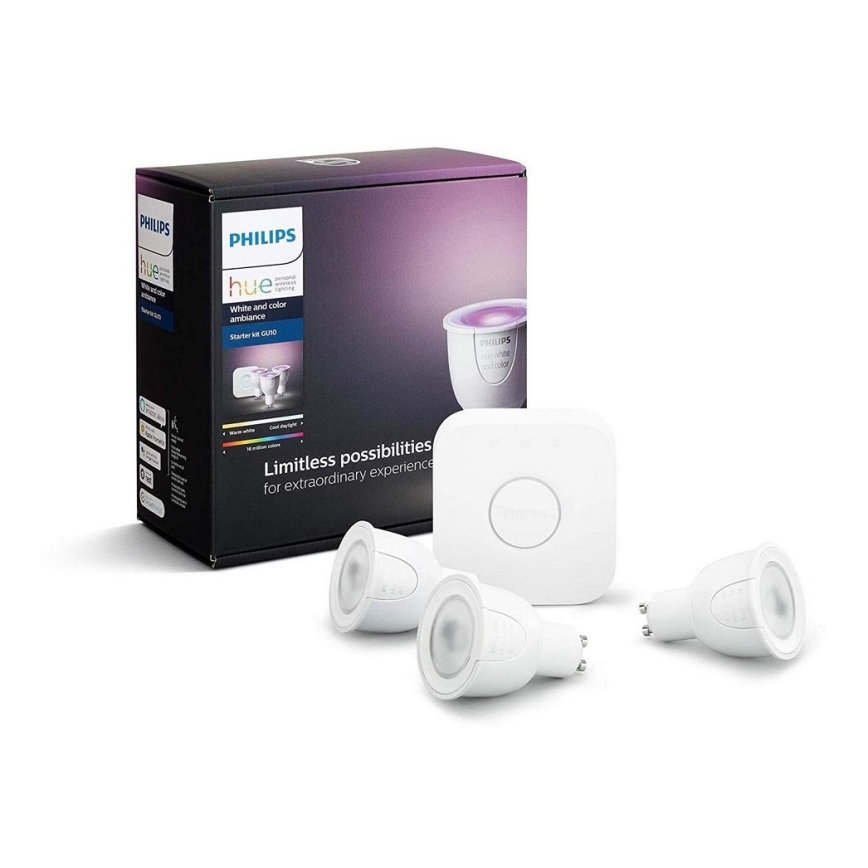Основен Комплект Philips Hue WHITE AND COLOR AMBIANCE 3xGU10/6,5W/230V 2000-6500K