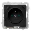 Ospel - Безрамкова стенна контактна розетка 230V + 1xUSB-A + 1xUSB-C SONATA черна