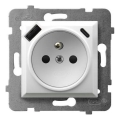 Ospel - Стенна безрамкова розетка 230V + 1xUSB-A + 1xUSB-C ARIA бяла