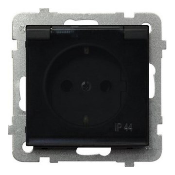 Ospel - Външна битова розетка без рамка SHUKO 230V SONATA IP44 черна