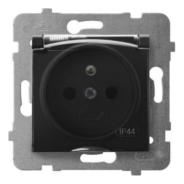 Ospel - Външна домашна розетка без рамка 230V ARIA IP44 черна