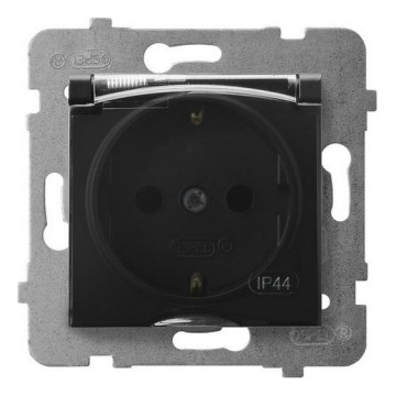 Ospel - Външна домашна розетка без рамка SHUKO 230V ARIA IP44 черна