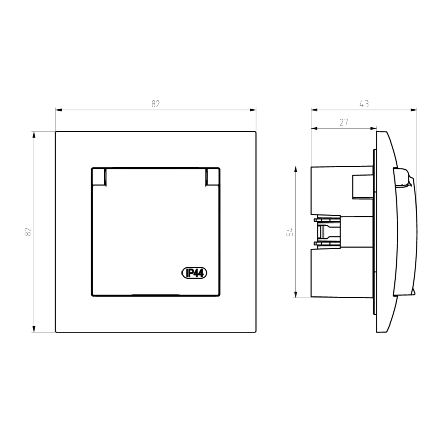 Ospel - Външна домашна розетка без рамка SHUKO 230V ARIA IP44 черна
