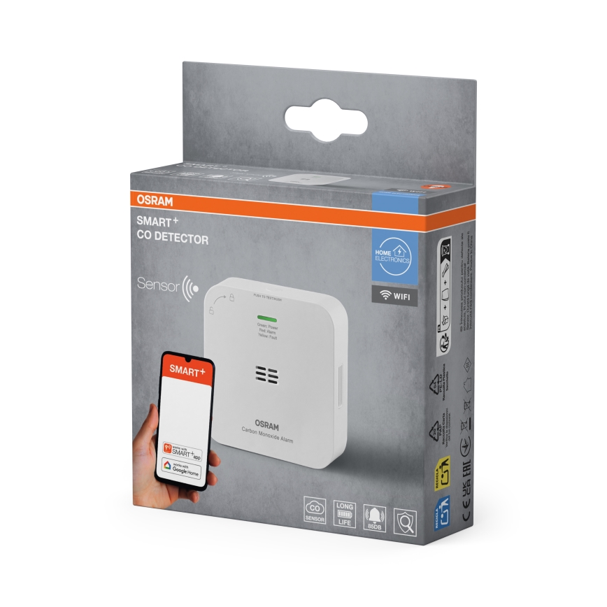 Osram - Детектор за въглероден оксид SMART+ 2xAA Wi-Fi