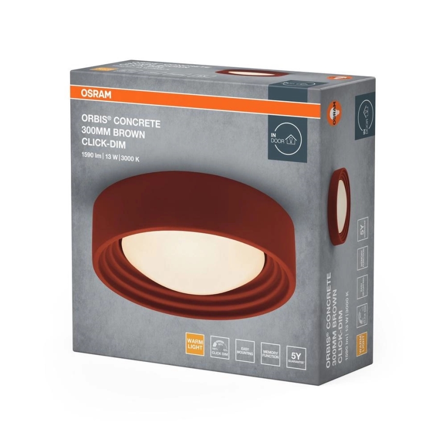 Osram - димируемо LED таванно осветително тяло ORBIS CONCRETE LED/13W/230V Ø 30 см, кафяв/бетон