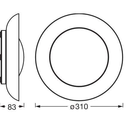 Osram - Димируемо LED таванно осветително тяло ORBIS PLATE LED/19W/230V pr. 31 cm оранжево/черно