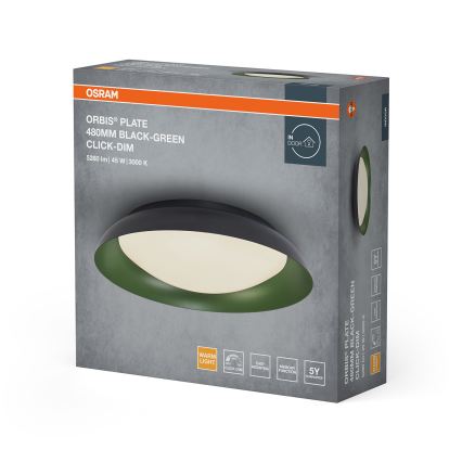 Osram - LED димируемо таванно осветително тяло ORBIS PLATE LED/45W/230V Ø 48 см зелено/черно