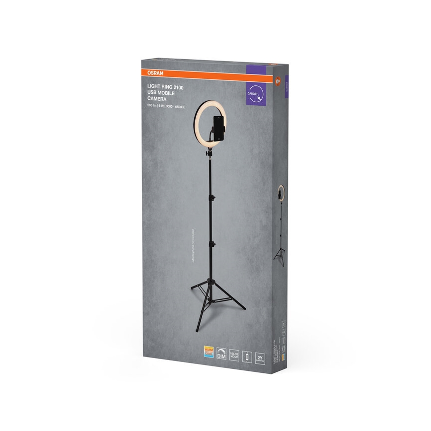 Osram - димируема LED лампа със стойка и универсален държач за влогъри LED/6W/USB 210 mAh