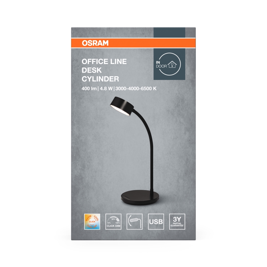 Osram - Димируема LED настолна лампа OFFICE LINE LED/4,8W/230V 3000/4000/6500K черна