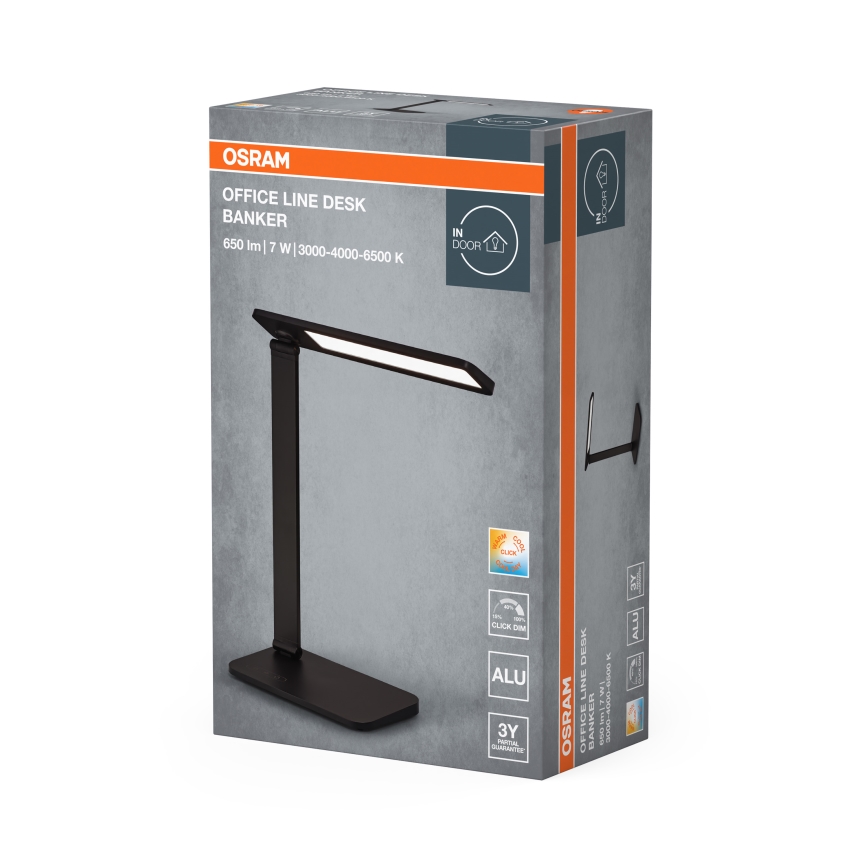 Osram - LED димируема настолна лампа OFFICE LINE LED/7W/230V 3000/4000/6500K черна