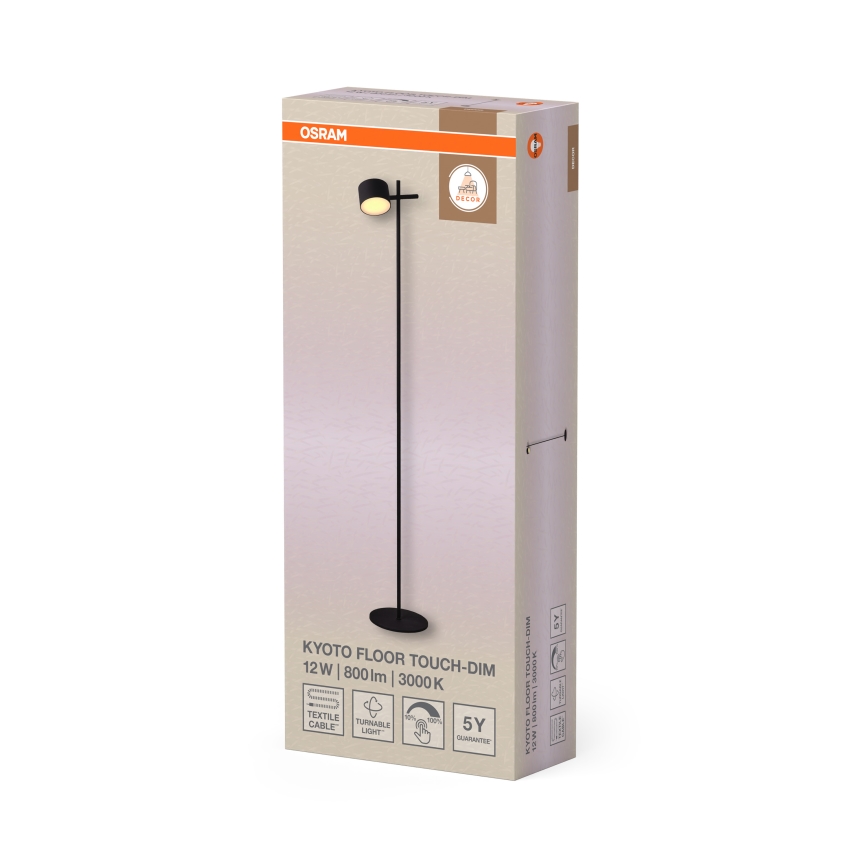 Osram - LED димируема подова лампа с докосване DECOR KYOTO LED/12W/230V CRI 90 черна