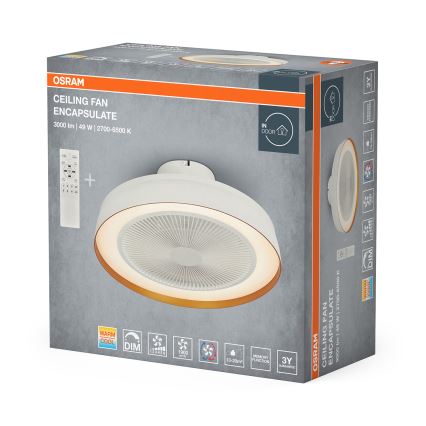Osram - Димируем таванен вентилатор с LED осветление CEILING FAN LED/49W/230V 2700-6500K бял/златист + дистанционно управление