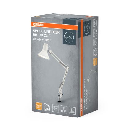 Osram - Димируема настолна лампа с щипка OFFICE LINE LED/9W/230V/3000K бяла