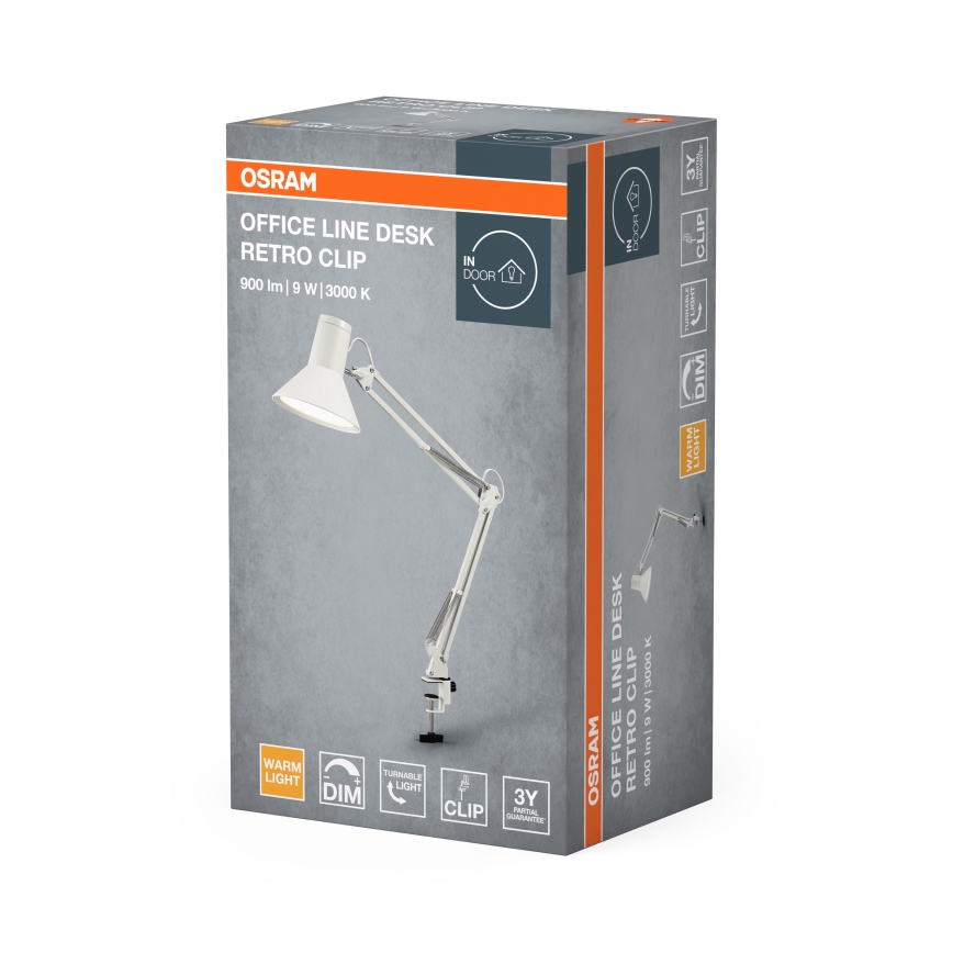 Osram - Димируема настолна лампа с щипка OFFICE LINE LED/9W/230V/3000K бяла
