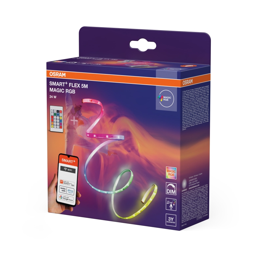 Osram - RGB LED димируема лента SMART+ MAGIC FLEX 5m LED/24W/230V Wi-Fi + дистанционно управление