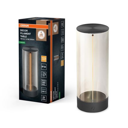 Osram - LED димируема сензорна външна настолна лампа ENDURA STYLE LED/1,5W/5V 2500 mAh USB IP54 антрацит