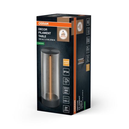 Osram - LED димируема сензорна външна настолна лампа ENDURA STYLE LED/1,5W/5V 2500 mAh USB IP54 антрацит