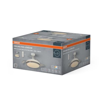 Osram - LED димируемо таванно осветително тяло с вентилатор LEVECHE LED/36W/230V 3000/4000/6500K + дистанционно управление