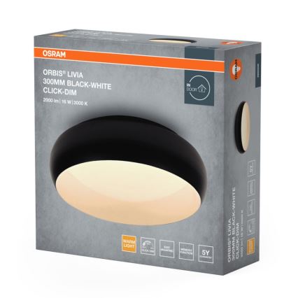 Osram - LED димируемо таванно осветително тяло ORBIS LIVIA LED/16W/230V Ø 30 см черно/бяло