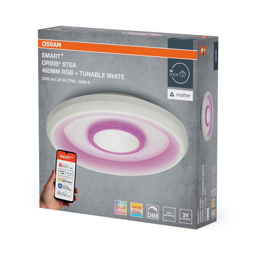 Osram - LED RGBW димируемо таванно осветително тяло SMART+ STEA LED/32W/230V Ø 48,5 cm 2700–6500K Wi‑Fi