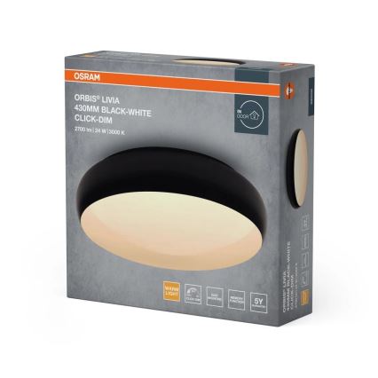 Osram - LED димируемо таванно осветително тяло ORBIS LIVIA LED/24W/230V Ø 43 cm черно/бяло