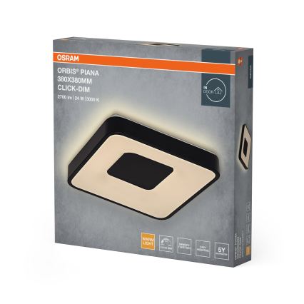 Osram - димируемо LED таванно осветително тяло ORBIS PIANA LED/24W/230V 38x38 cm черно