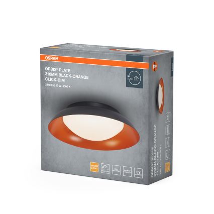 Osram - LED плафон с възможност за димиране ORBIS PLATE LED/35W/230V Ø 43 см, оранжев/черен