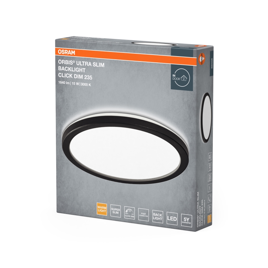 Osram - Димируемо LED таванно осветително тяло ORBIS ULTRA SLIM LED/15W/230V 3000K, Ø 23,5 см, черно