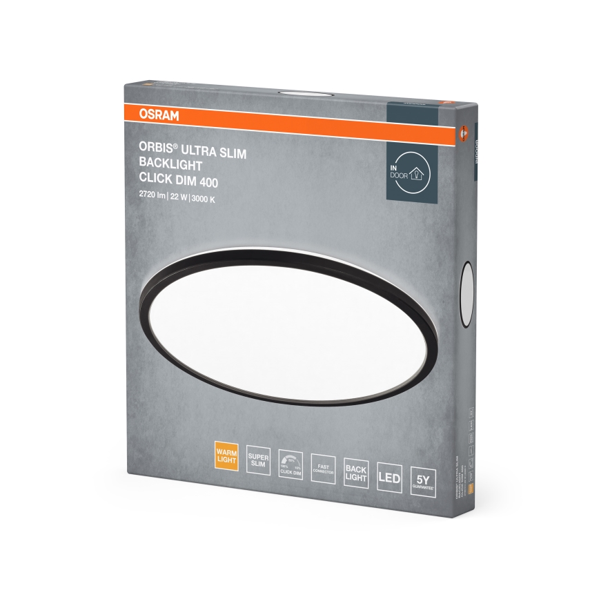 Osram - LED таванно осветително тяло ORBIS ULTRA SLIM с възможност за димиране LED/22W/230V 3000K Ø 40 см, черно