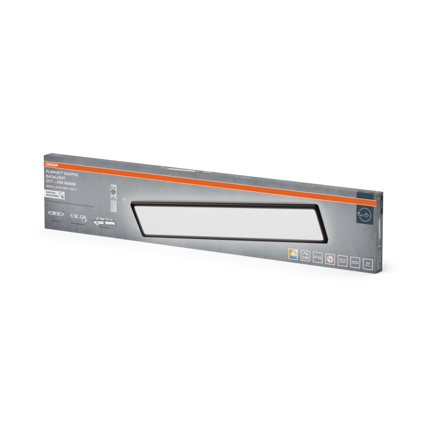 Osram - димируемо LED осветително тяло за баня PLANON EASYFIX LED/30W/230V 2600-6000K 20x98 cm IP54 черно + дистанционно управление
