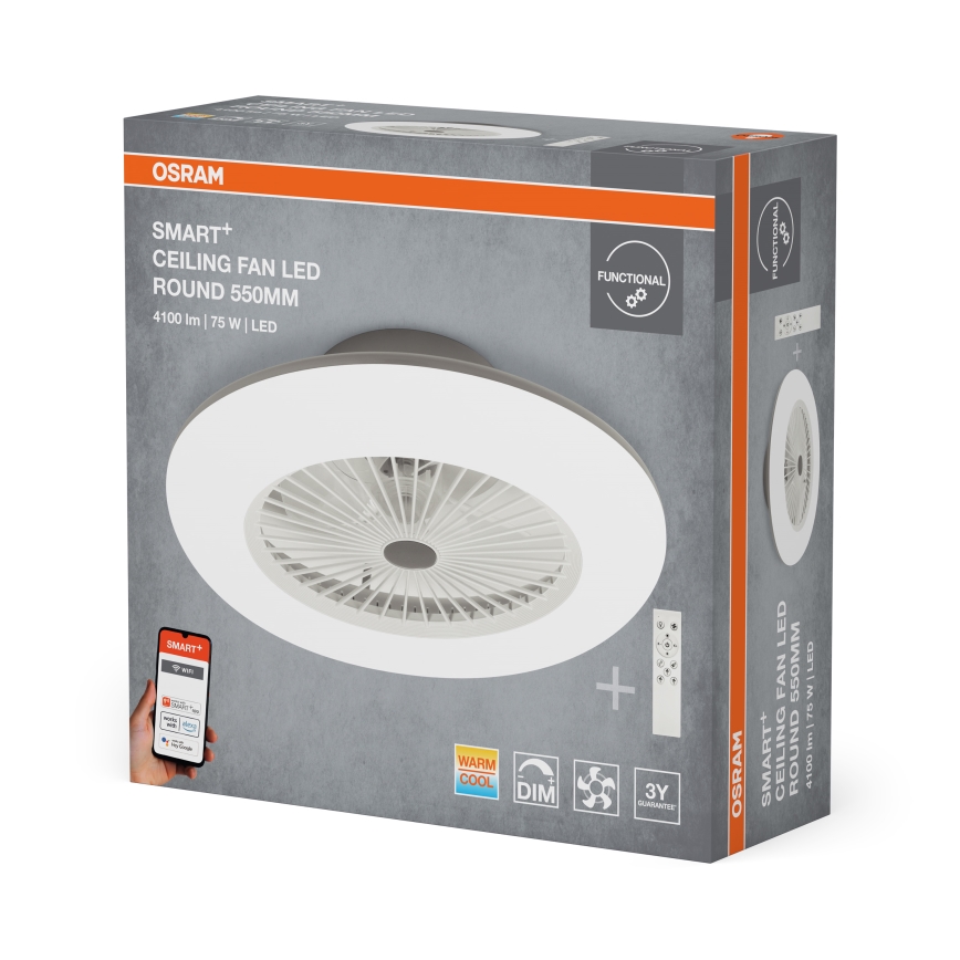 Osram - Димируемо LED таванно осветително тяло с вентилатор SMART+ LED/75W/230V 3000-6500K Wi-Fi + дистанционно управление