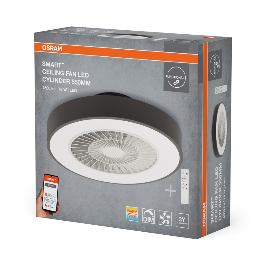 Osram - Димируема LED таванна лампа с вентилатор SMART+ LED/78W/230V 3000-6500K Wi-Fi + дистанционно управление