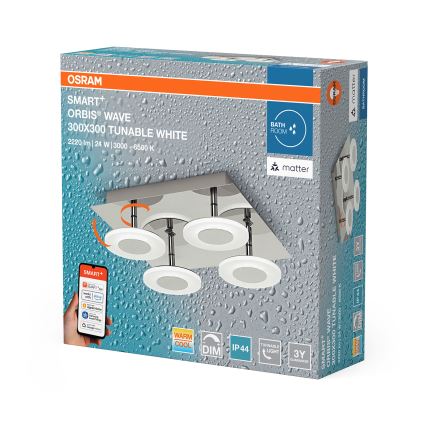 Osram - LED димируемо таванно осветително тяло за баня SMART+ WAVE LED/24W/230V 3000-6500K IP44 Wi-Fi