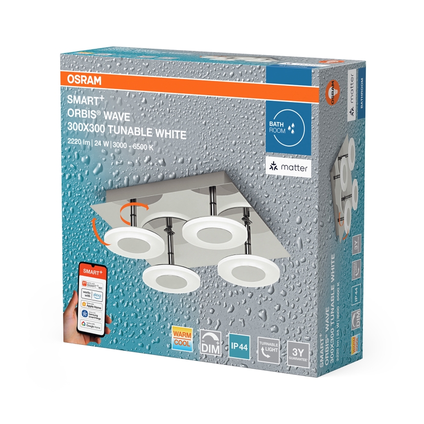 Osram - LED димируемо таванно осветително тяло за баня SMART+ WAVE LED/24W/230V 3000-6500K IP44 Wi-Fi
