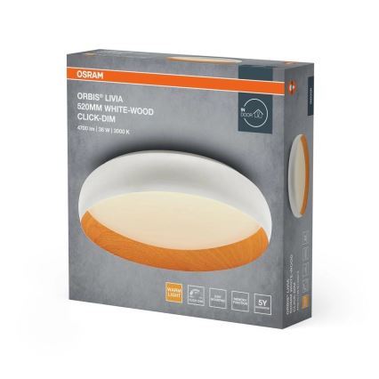 Osram - Димируемо таванно осветително тяло ORBIS LIVIA LED/36W/230V диаметър 52 см бял/кафяв