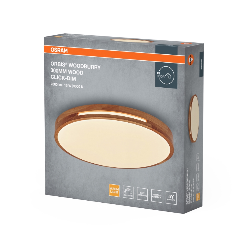 Osram - Димируемо таванно осветително тяло ORBIS WOODBURRY LED/16W/230V Ø 30 см