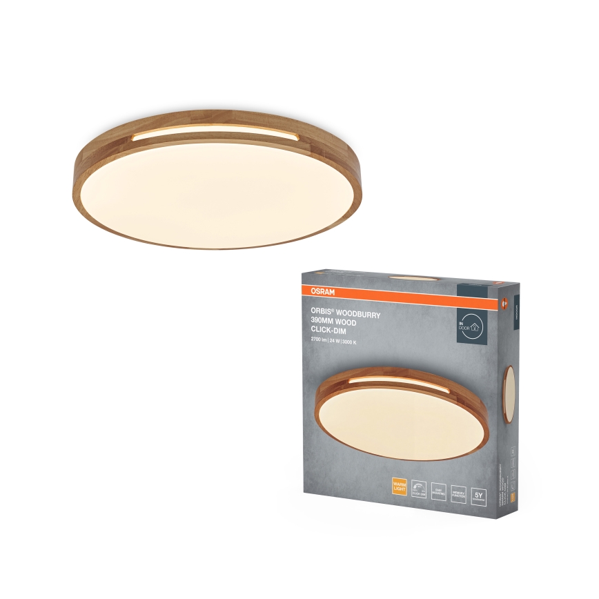 Osram - Димируема LED плафониера ORBIS WOODBURRY LED/24W/230V пр. 39 см бежова