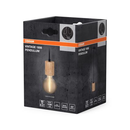 Osram - Дървен захранващ кабел PENDULUM CYLINDER 1xE27/15W/230V