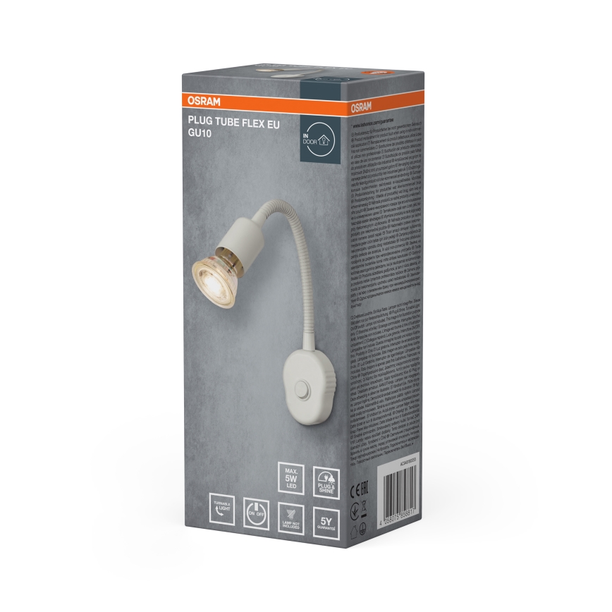 Osram - Гъвкава стенна лампа PLUG TUBE FLEX 1xGU10/5W/230V бяла