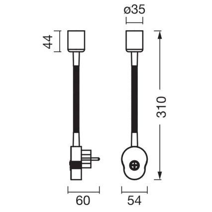 Osram - Гъвкава стенна лампа PLUG TUBE FLEX 1xGU10/5W/230V черна