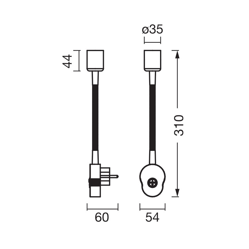 Osram - Гъвкава стенна лампа PLUG TUBE FLEX 1xGU10/5W/230V черна