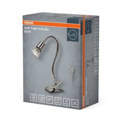 Osram - Лампа с щипка CLIP TUBE FLEX 1xGU10/5W/230V матов хром