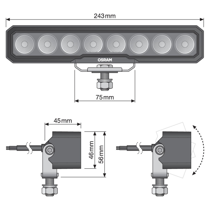 Osram - Автомобилен LED прожектор LIGHTBAR WL VX250-WD LED/36W/12/24V 6000K IP69