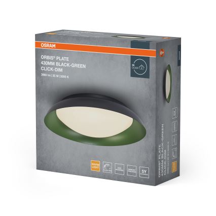 Osram - LED димируемо таванно осветително тяло ORBIS PLATE LED/35W/230V Ø 43 см зелено/черно